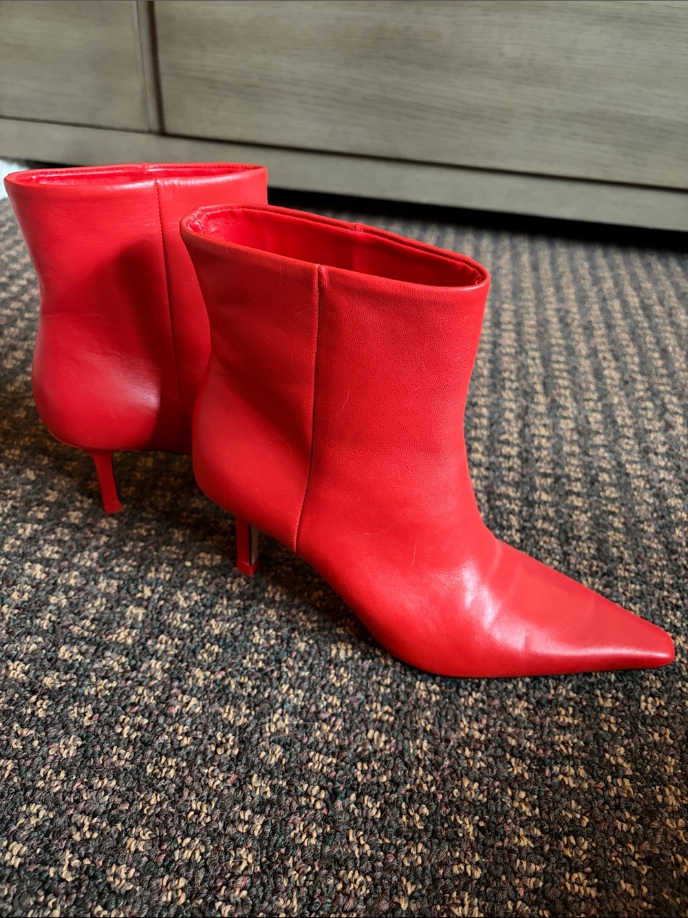 Zara red heeled boots